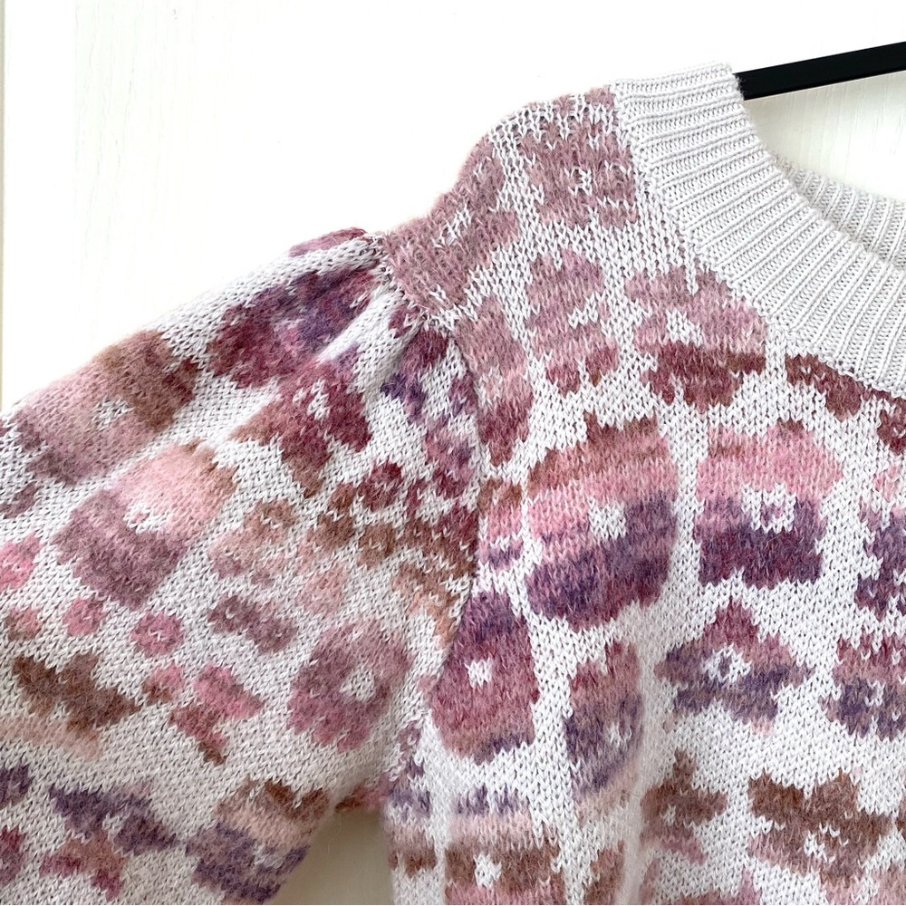 $395 LoveShackFancy Kirsten Wool/Alpaca Printed Pullover Ribbed Sweater size M - Picture 9 of 14